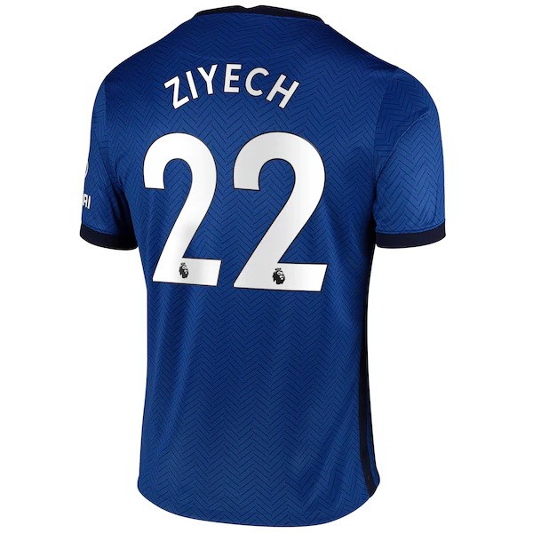 Camiseta Chelsea NO.22 Ziyech Replica Primera Ropa 2020/21 Azul